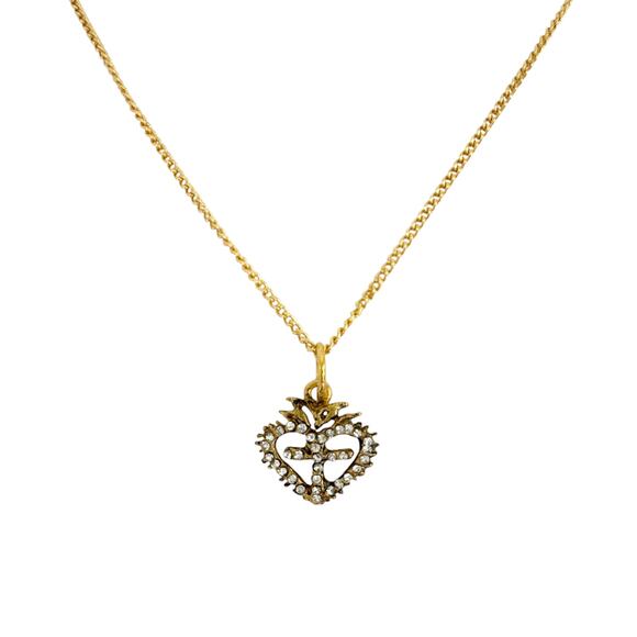 VIRGINS SAINTS & ANGELS VSA Sacred Heart Logo Charm Necklace in Gold - Picture 3 of 7